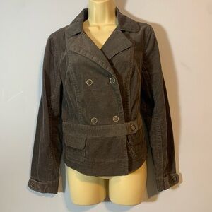 Sonoma vintage Y2K Women's Double-Breasted grey corduroy blazer Jacket medium